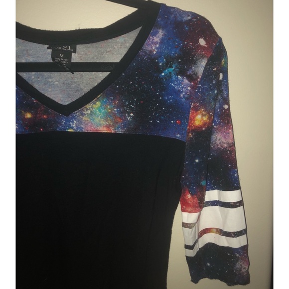 Rue 21 Galaxy Print Baseball Tee w/ ¾ Sleeves - Picture 2 of 4